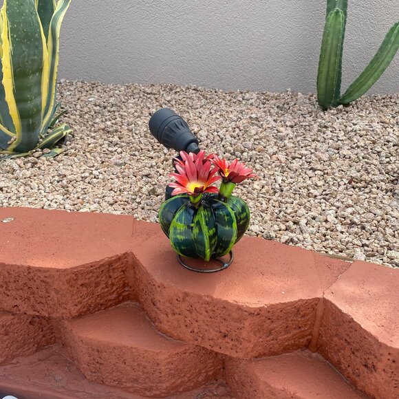 Handpainted Metal Mini Bisnaga Cactus Yard Art Garden Decor - Picture 2 of 14